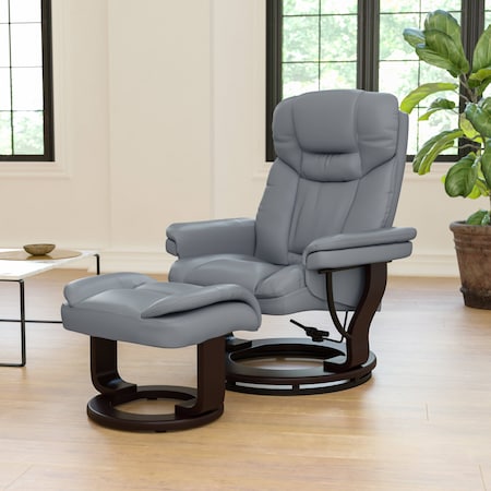 Flash Furniture Allie Recliner Chair with Ottoman Gray LeatherSoft Swivel Recliner Chair with Ottoman Footrest BT-7821-GY-GG